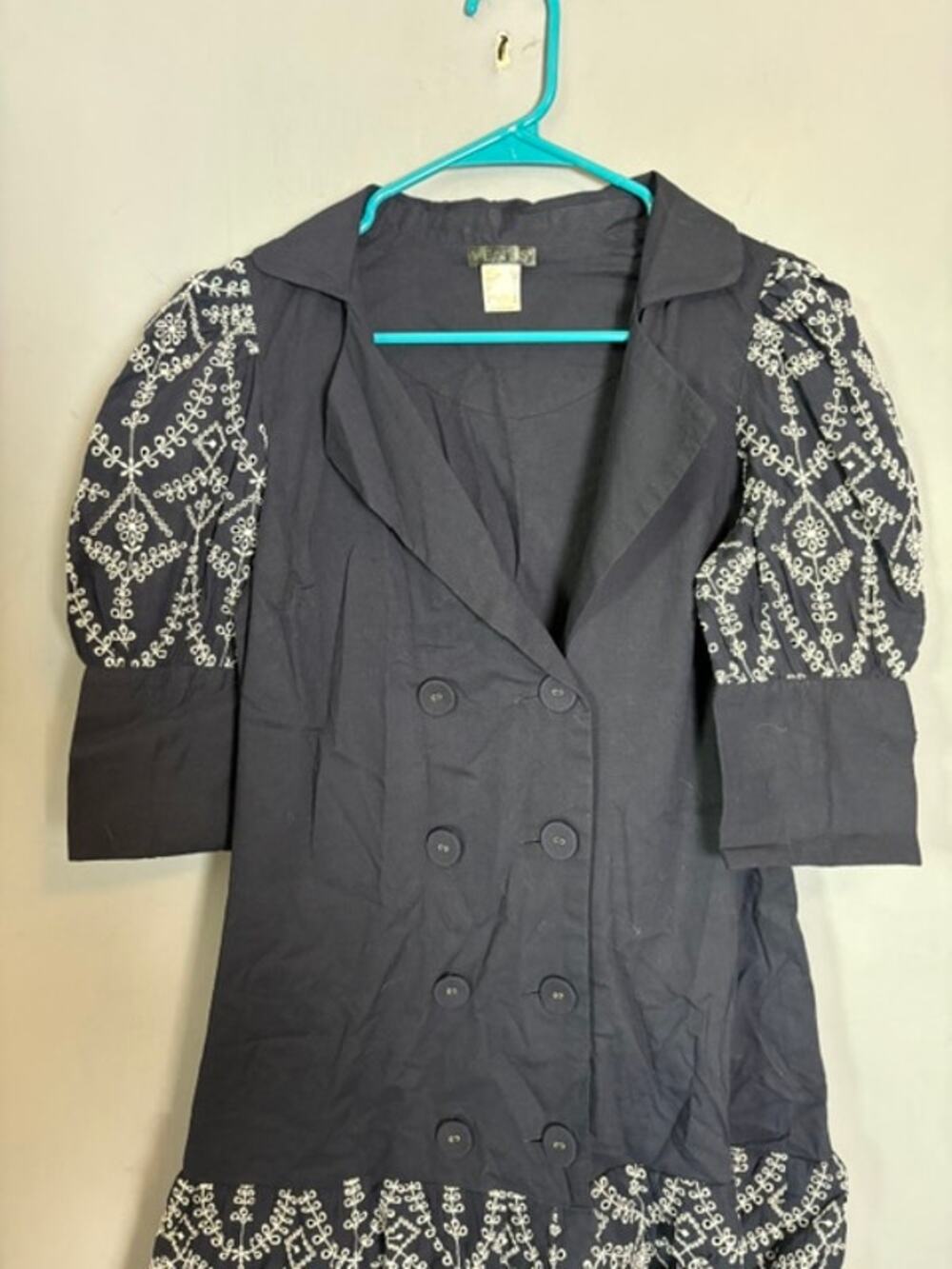 Venus Womens Black Embroidered Cotton Tunic Shirt Dress Size 6